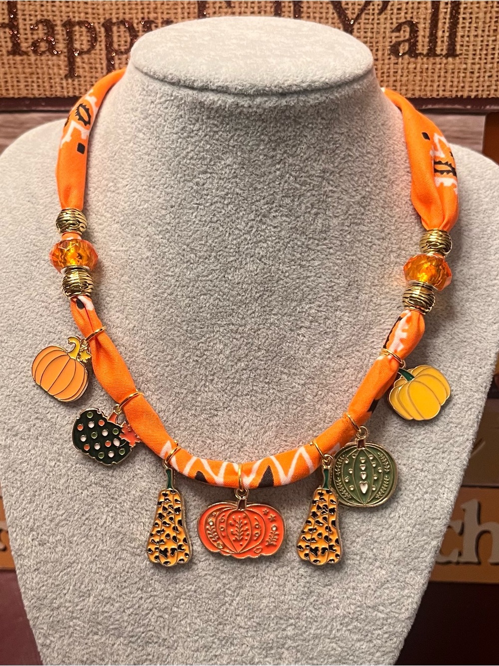 Autumn Charm Orange Pumpkin Pendant Necklace - Women Jewelry